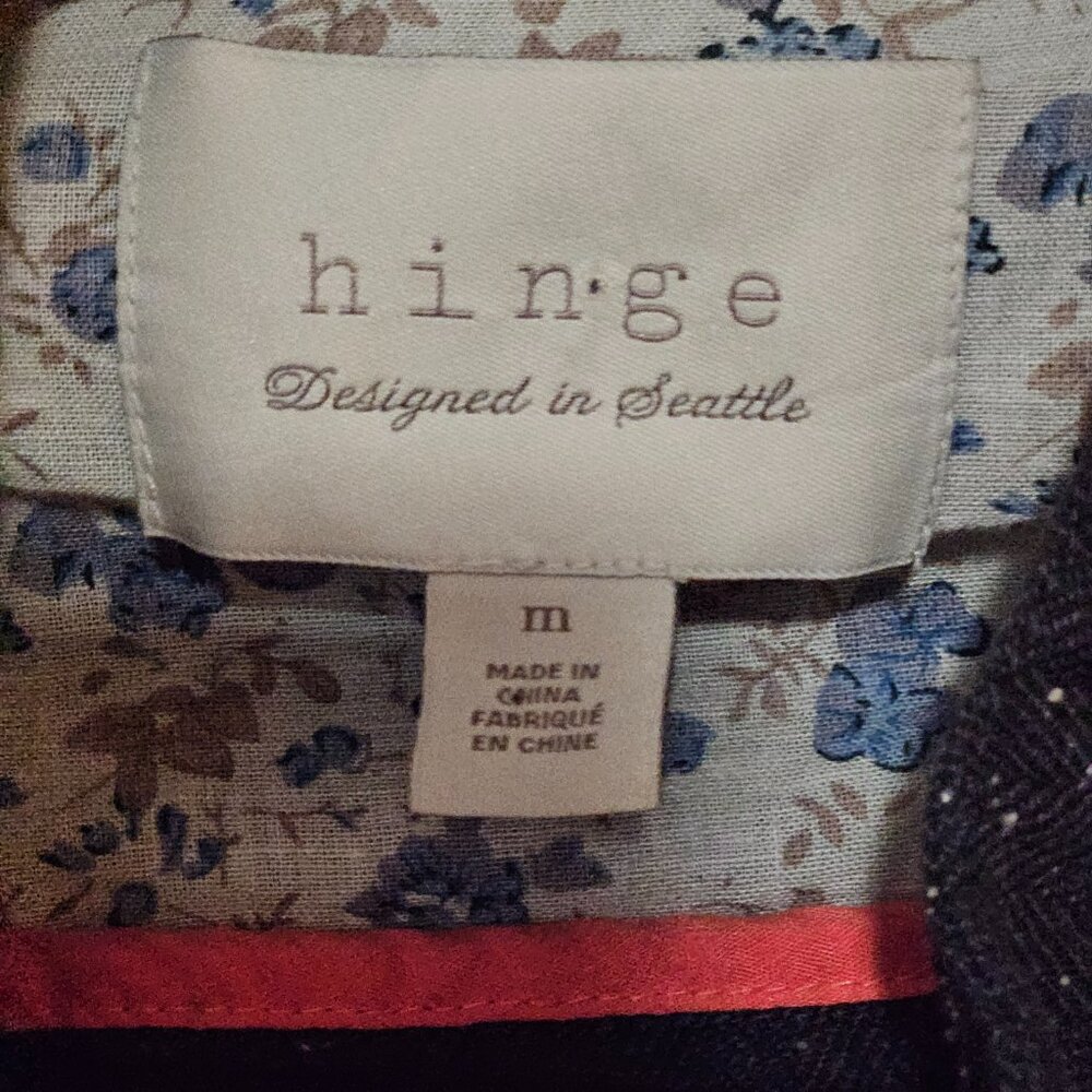 Hinge Dark Blue Jacket Collared Zipper Epaulette … - image 3